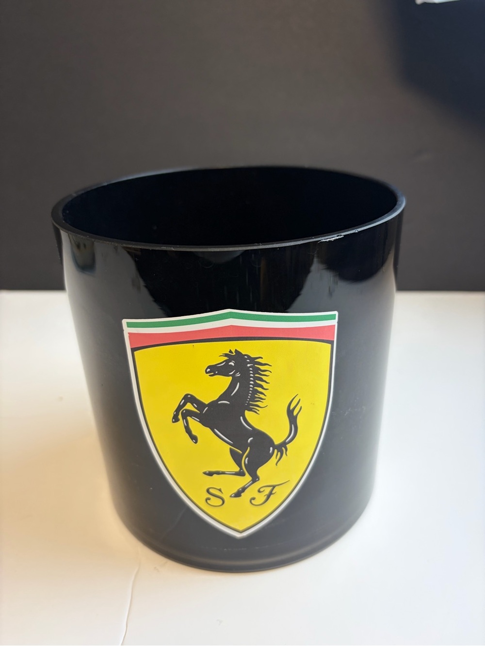 Ferrari Black Vase with Yellow Prancing Horse Shield